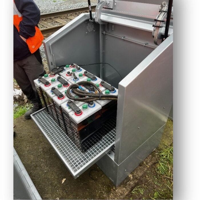 AVAC shelter opened on the battery tray and sealed cable runs